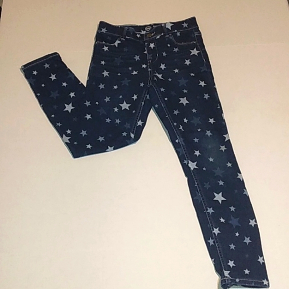 Girls Wonder Nation Mid Rise Skinny Jeggings with Stars Size L/G 10-12y. Worn